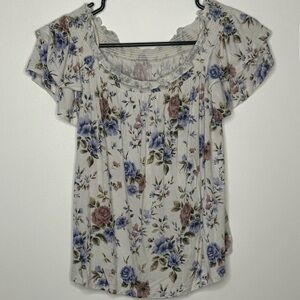 American Eagle Floral Print Off The Shoulder Top